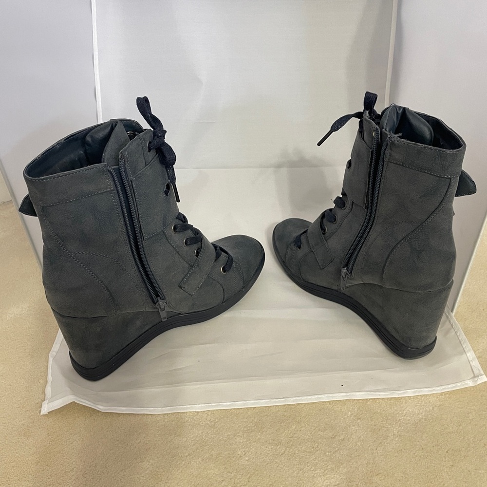 Nature Breeze Women's Lace Up Wedge Boots - Picture 6 of 10